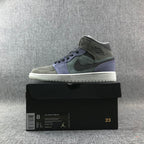 Jordan 1 Mid Gray Purple Sneakers 852842-203