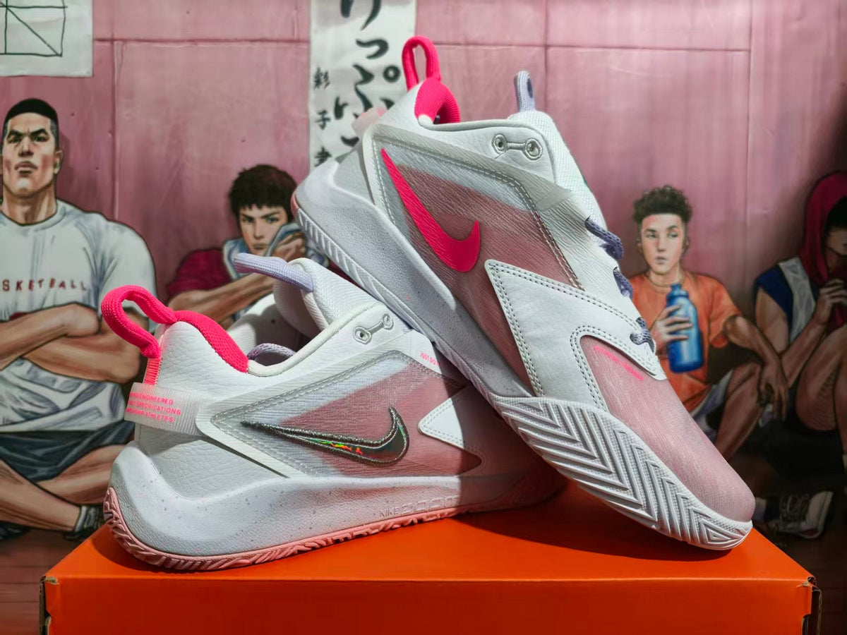 Nike White and Pink Basketball Shoes