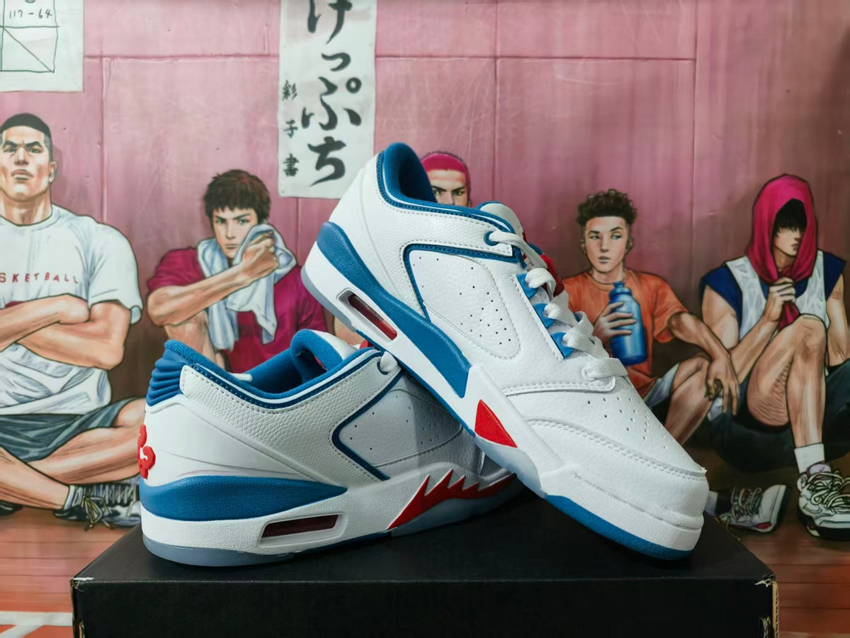 Jordan 5 Retro Low White Blue Red Basketball Sneakers