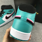 Jordan 1 Mid South Coast Teal White Sneakers 852542-306