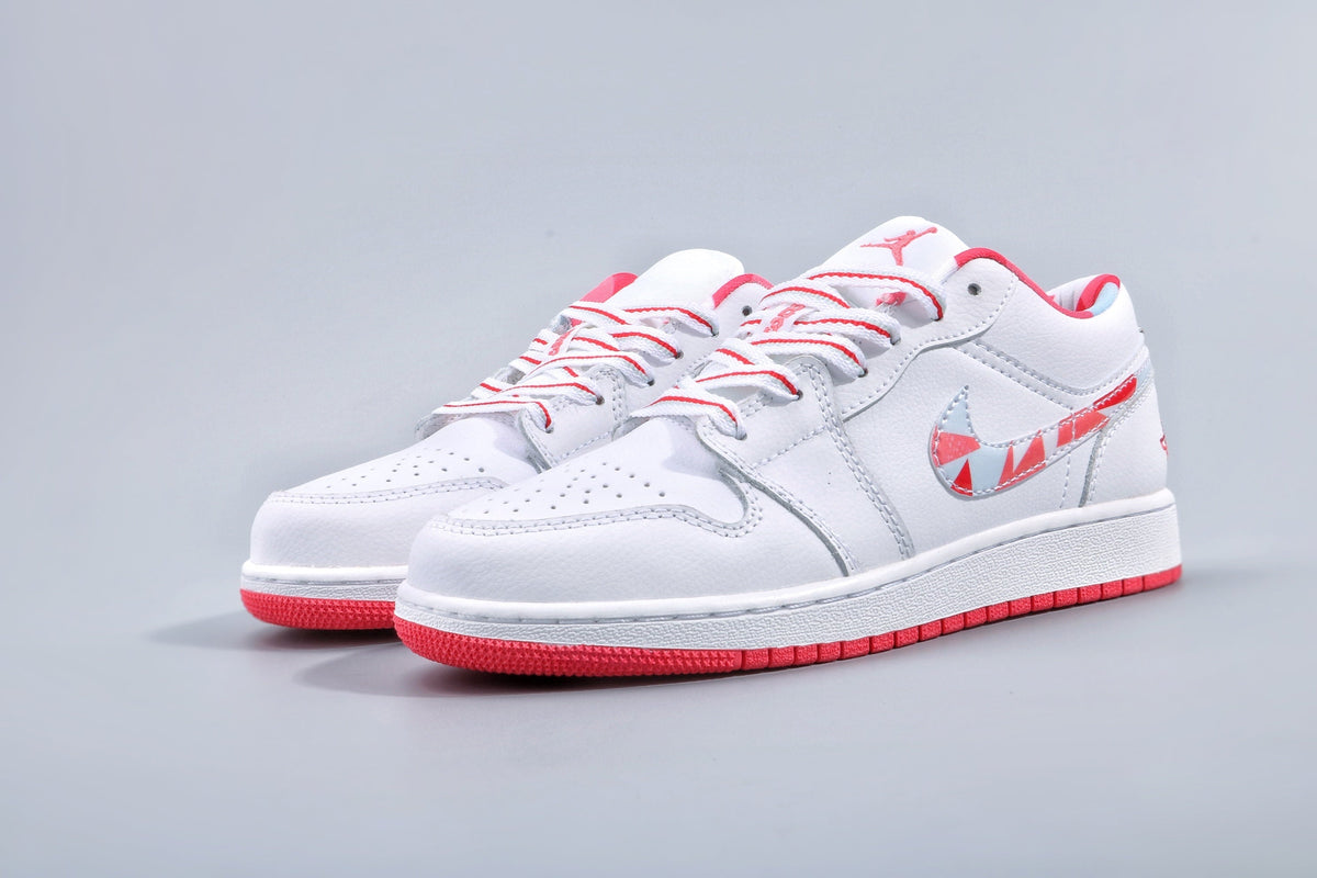 Jordan 1 Low Women's White Pink Red Sneakers