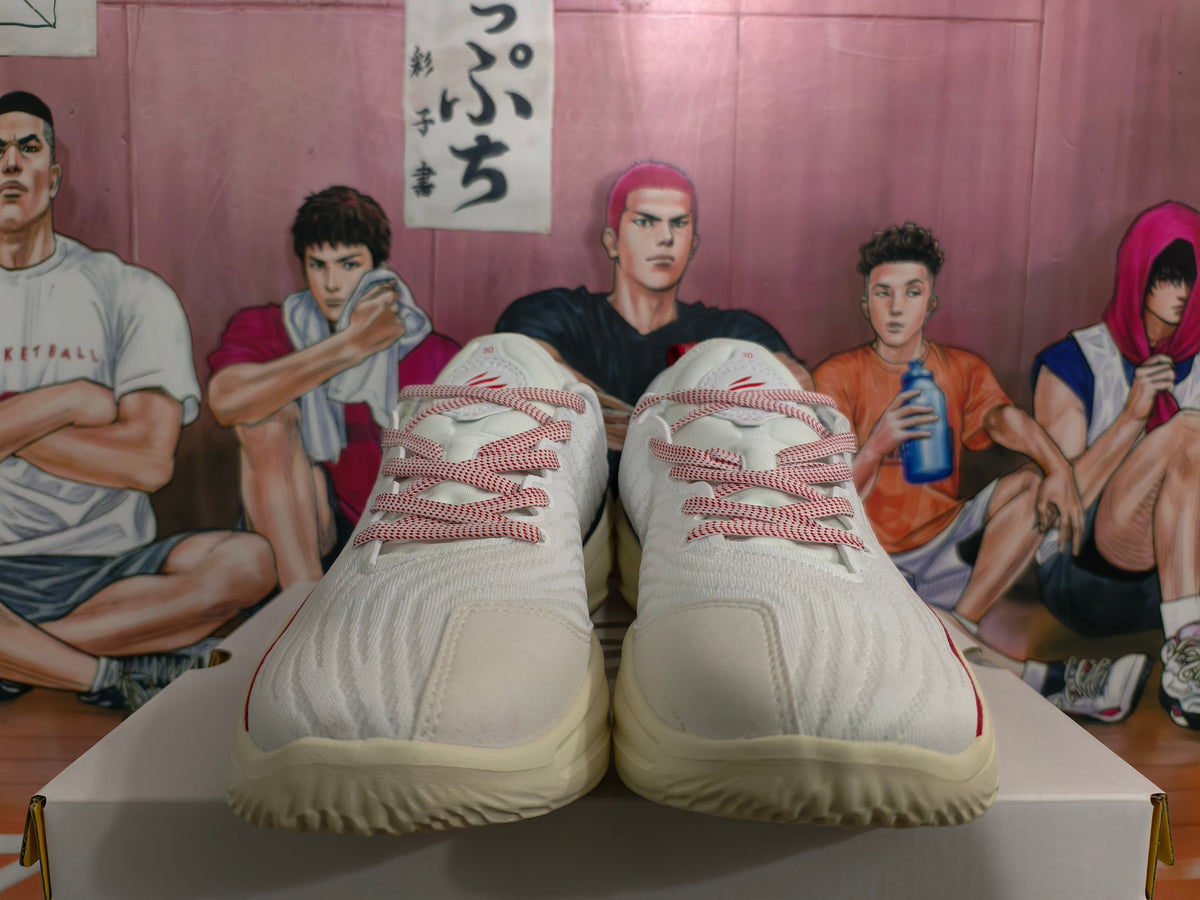 White and Red Basketball Sneakers