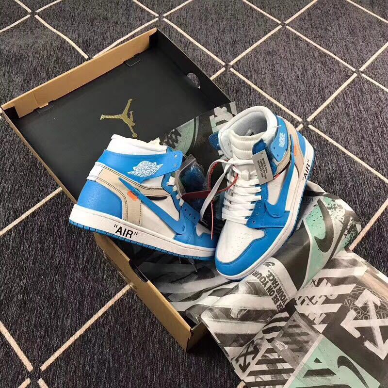 Jordan Air Jordan 1 Blue and White High-Top Sneakers