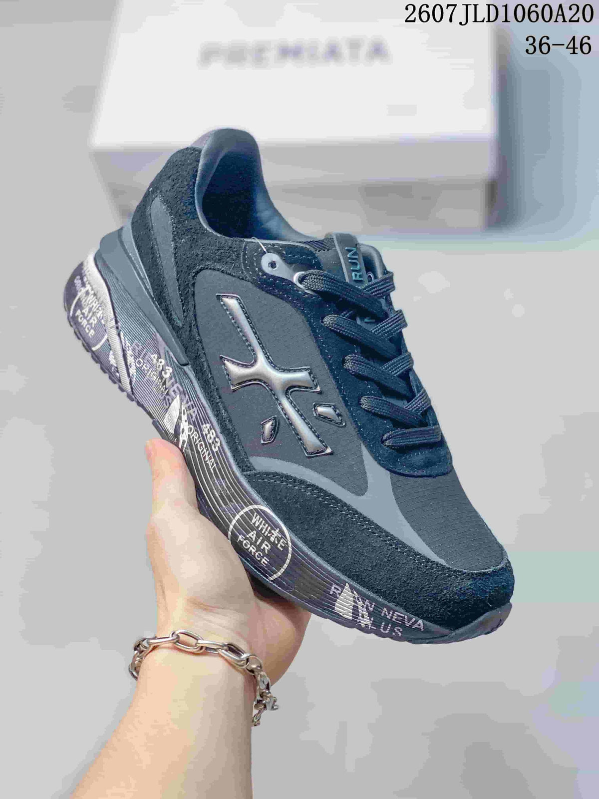 Premiata Lander Trainers Retro Sneakers Navy and Black