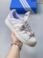 Adidas Superstar Custom White Sneakers with Lilac and Pink Details