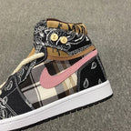 Jordan 1 Mid Paisley Sneakers Black Brown Pink