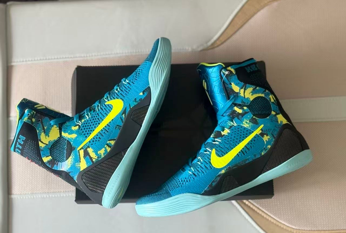 Nike Kobe 9 High Basketball Shoes Blue Yellow Picasso