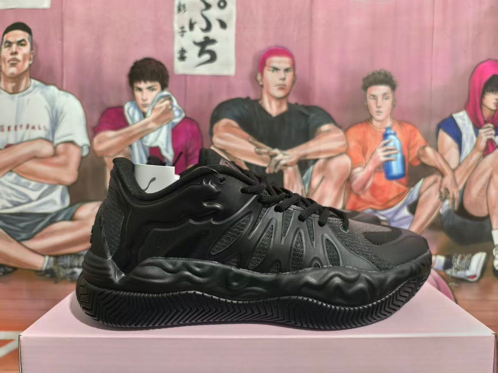 Black Basketball Sneakers with Sculpted Sole