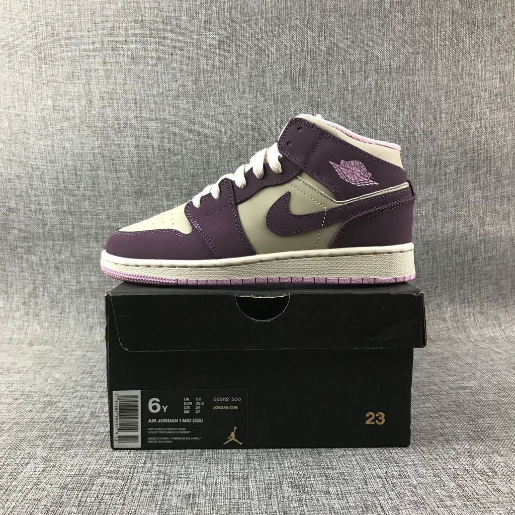 Jordan Air Jordan 1 Mid Kids' Sneakers White and Purple