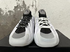 White and Black Sculpted High-Top Sneakers