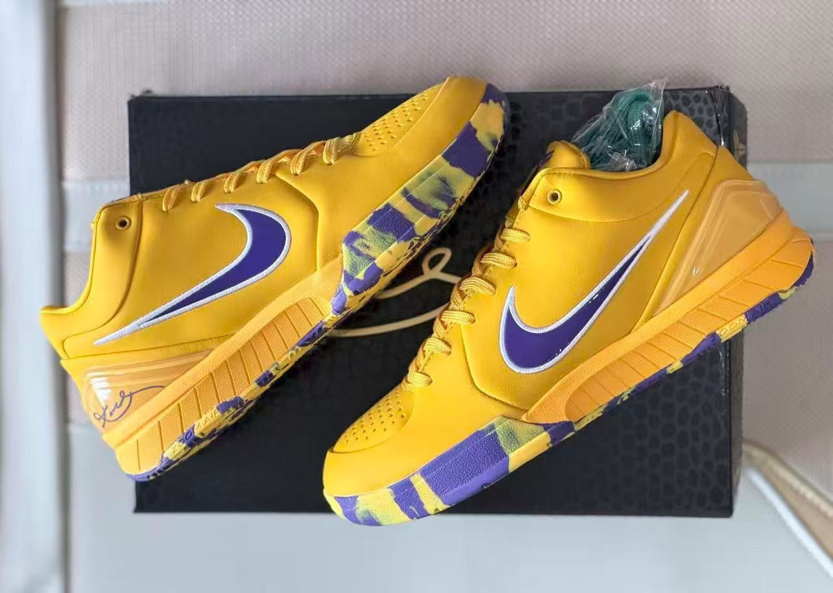 Nike Kobe 4 Basketball Shoes Yellow Purple Lakers Style