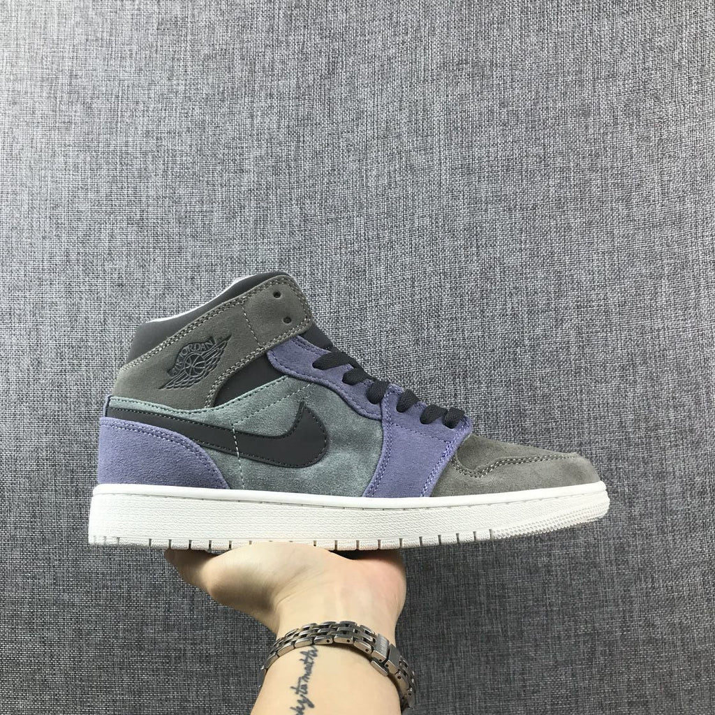 Jordan 1 Mid Gray Purple Sneakers 852842-203