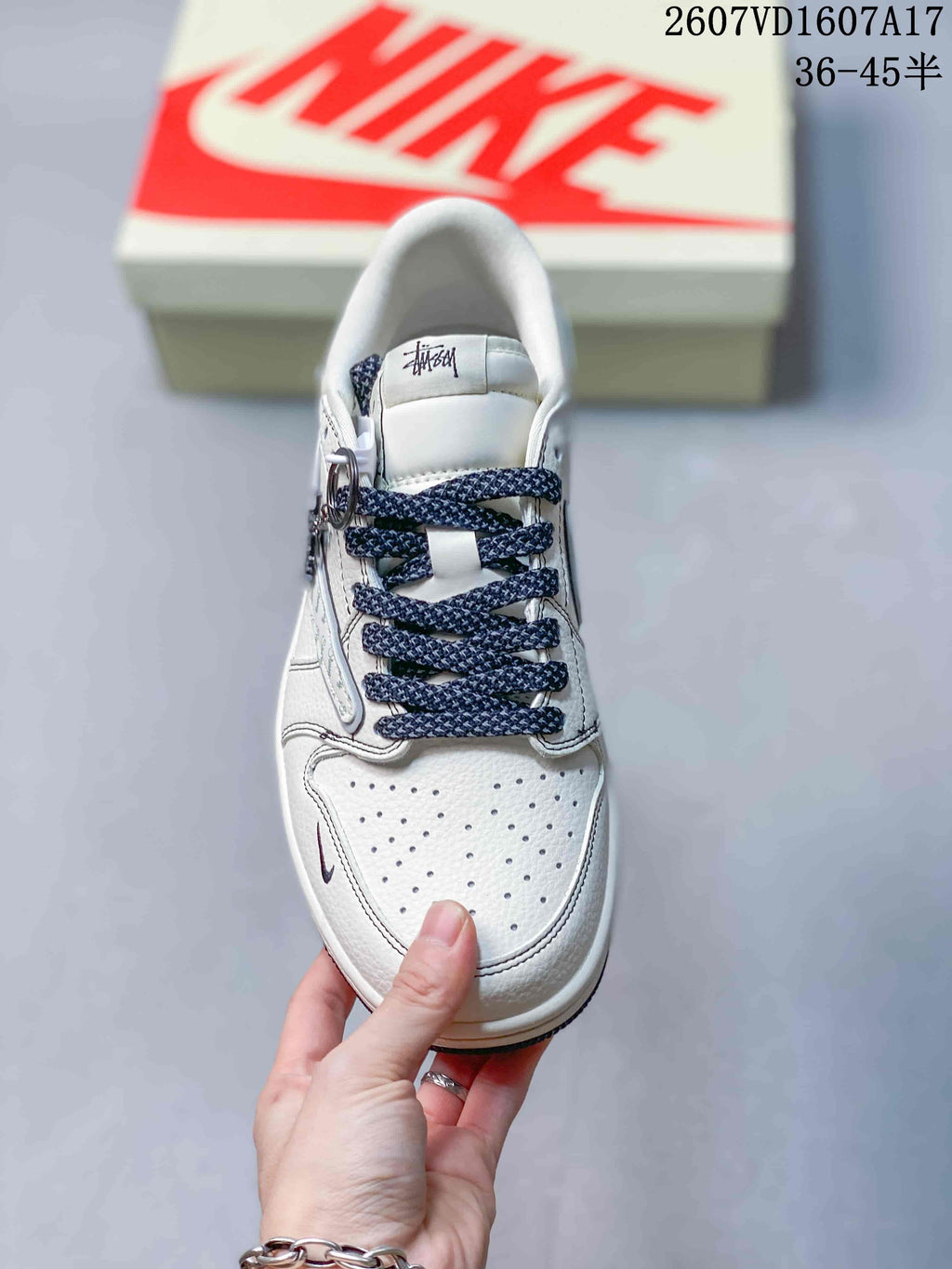Jordan 1 Low Travis Scott x Stussy White Gray Sneakers