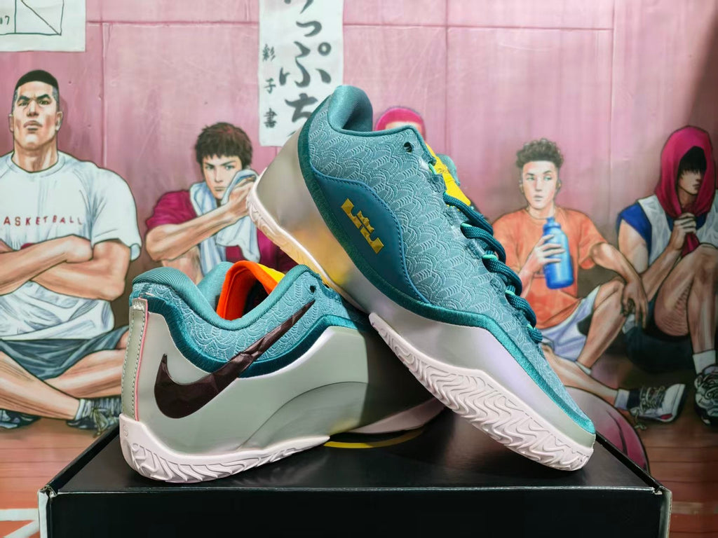 Nike Basketball Shoes in Blue Gray and Yellow