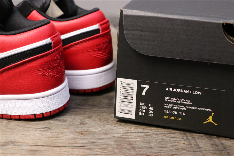 Air Jordan 1 Low Black Toe Sneakers 553558-116