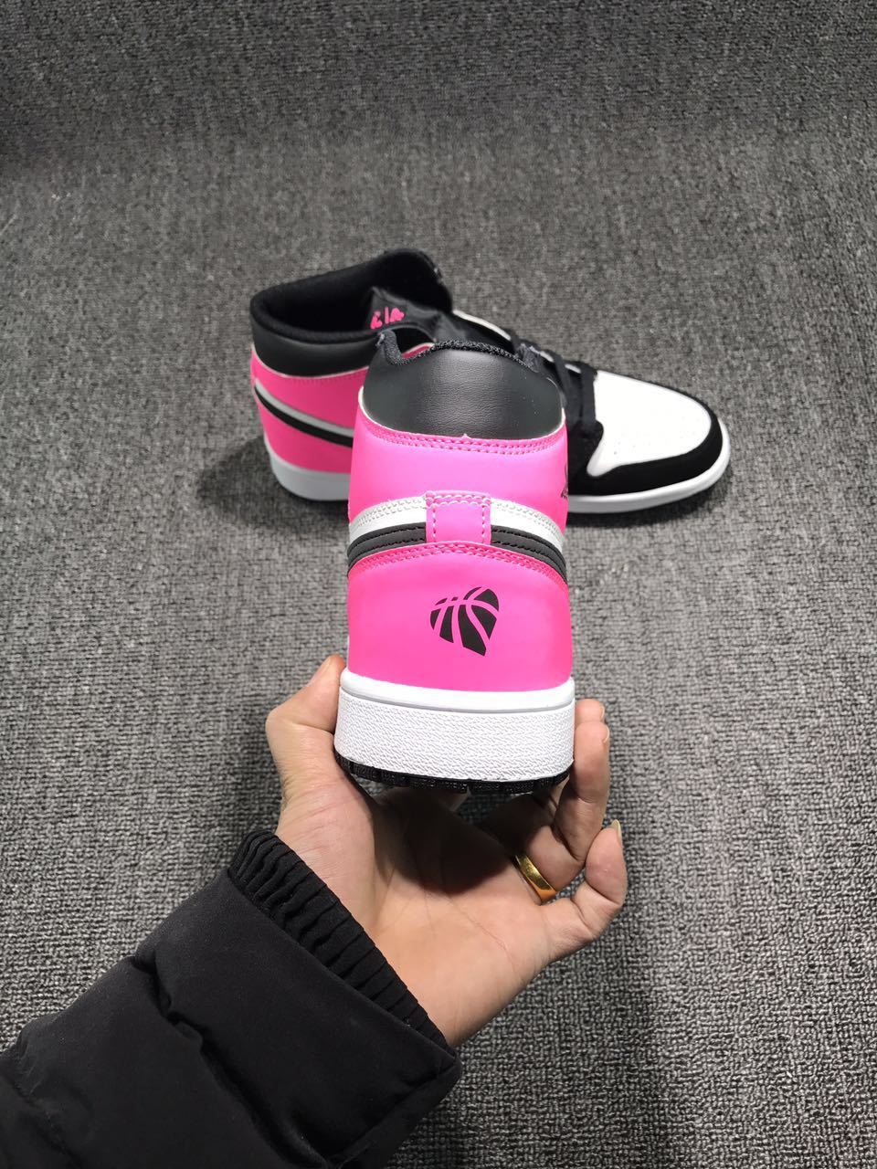 Jordan 1 High Pink Black White Sneakers