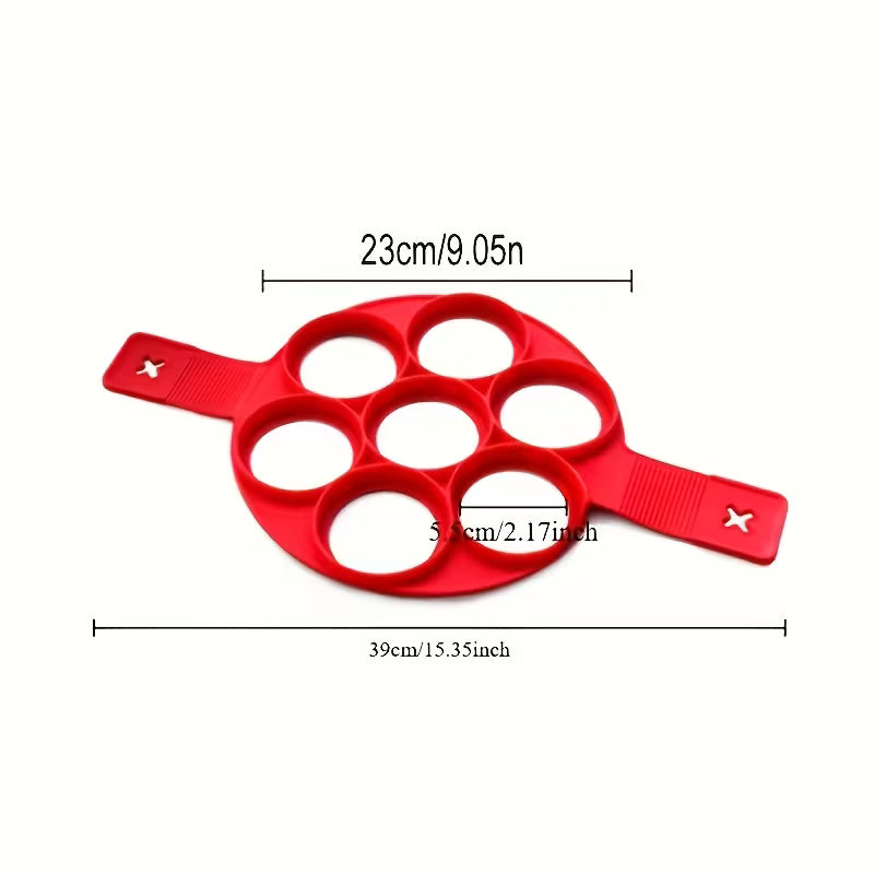 Silicone Non-Stick 6-Round Pancake Mold Red Cooking Tool