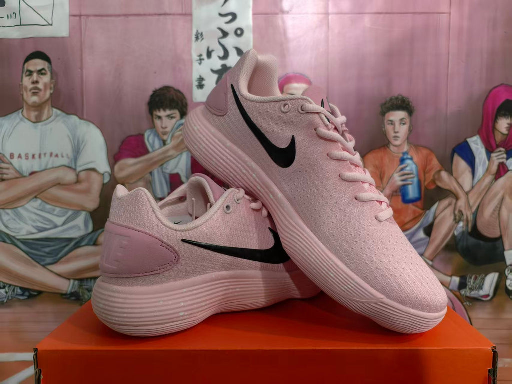 Nike Pink Low-Top Lace-Up Sneakers with Black Swoosh