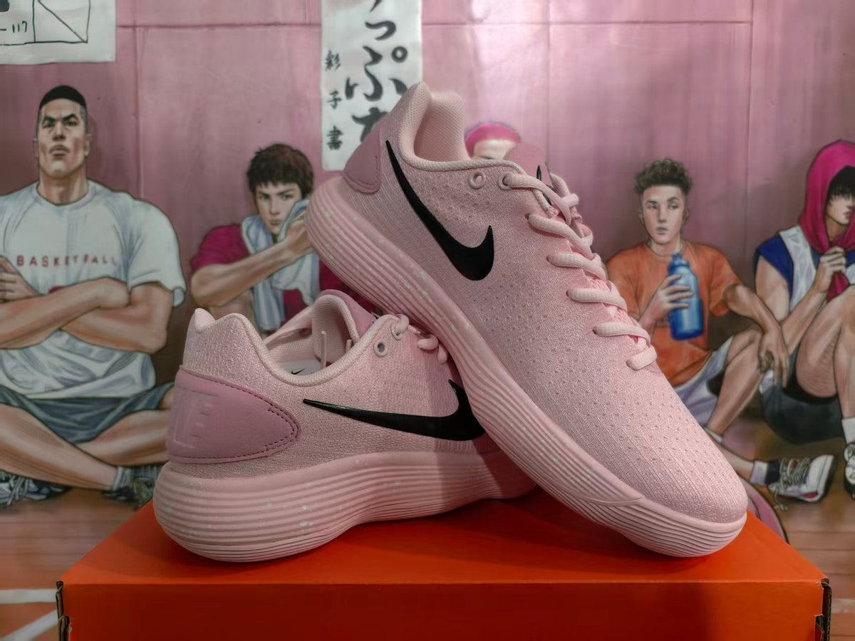 Nike Pink Low-Top Lace-Up Sneakers with Black Swoosh