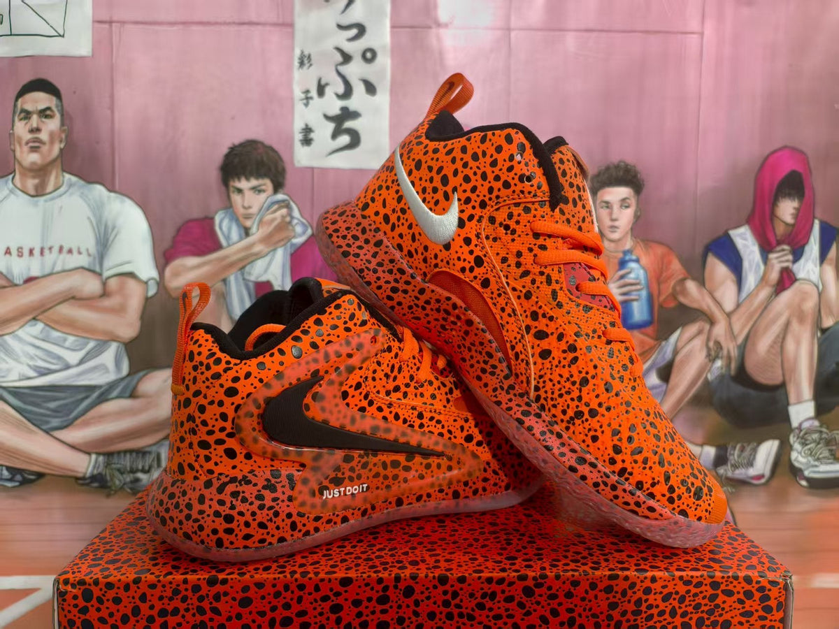 Nike Orange Leopard Print Basketball Sneakers