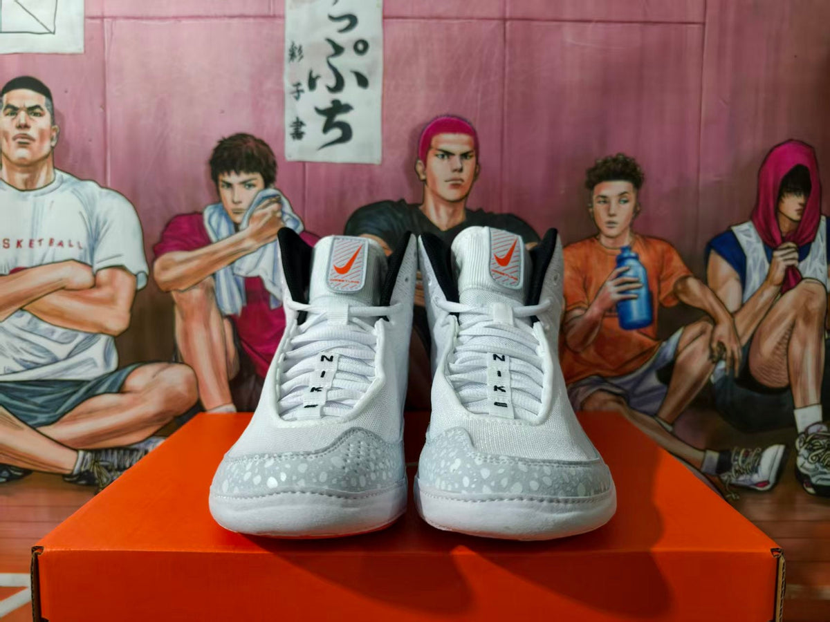 Nike Wrestling Sneakers White Gray Orange
