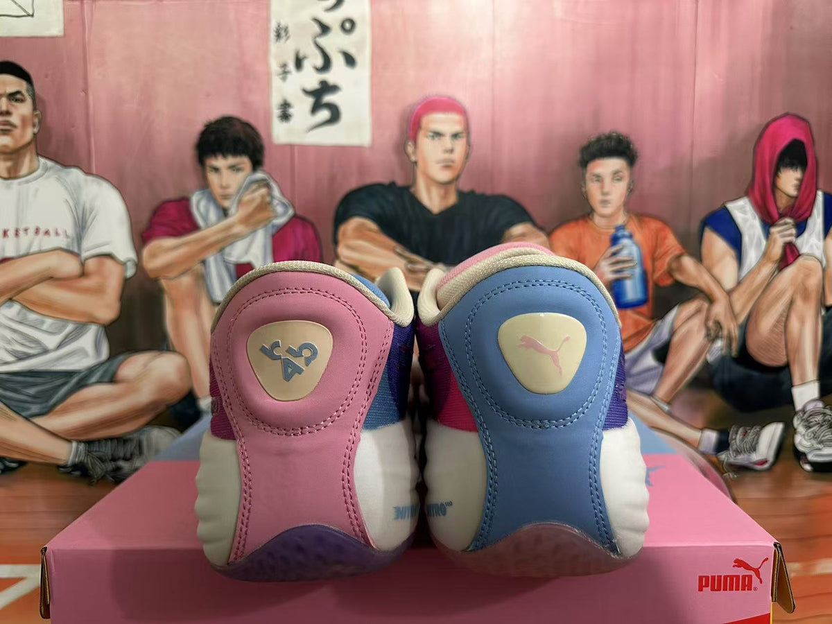 PUMA All-Pro NITRO Basketball Shoes Pink Blue Yellow