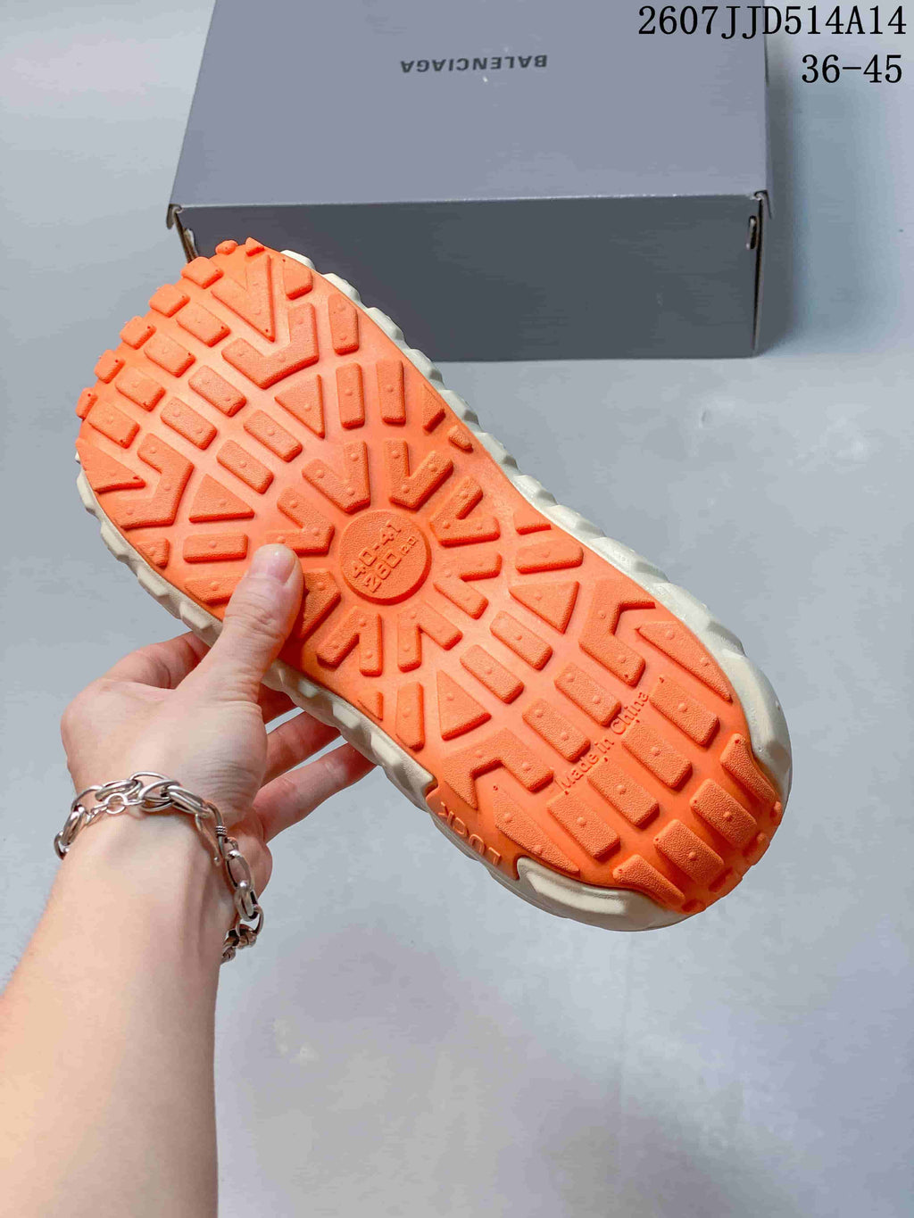 Balenciaga Tire Clog Sandals Off-White Orange 2607JJD514A14