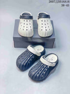 Balenciaga Logo Clogs White and Navy 2607JJD516A16
