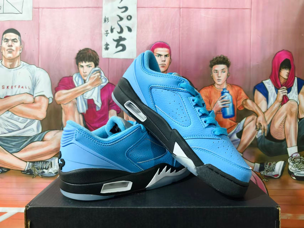 Blue Basketball Sneakers with Black and White Accents