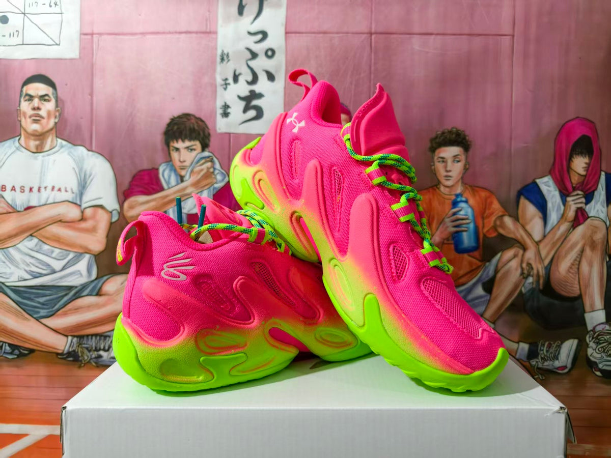 Under Armour Pink and Green Basketball Sneakers