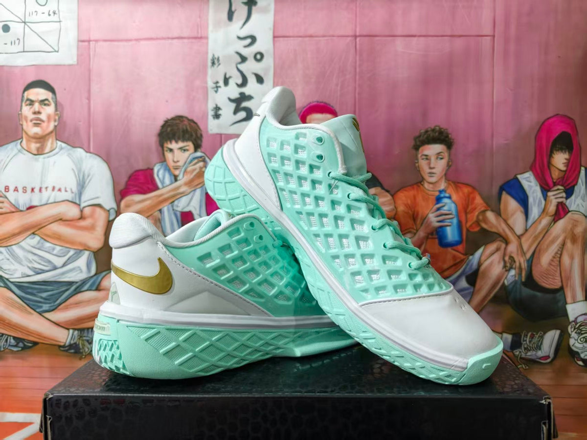 Nike Basketball Sneakers White Mint Green Gold