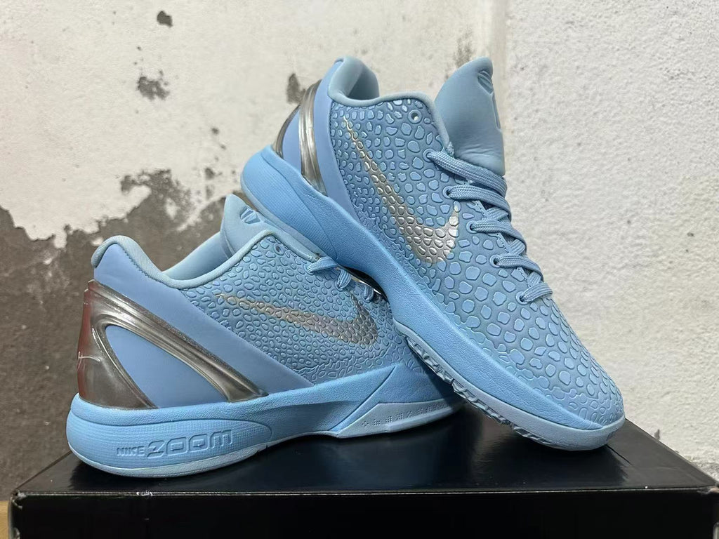 Nike Kobe 6 Protro Basketball Shoes, Light Blue and Silver