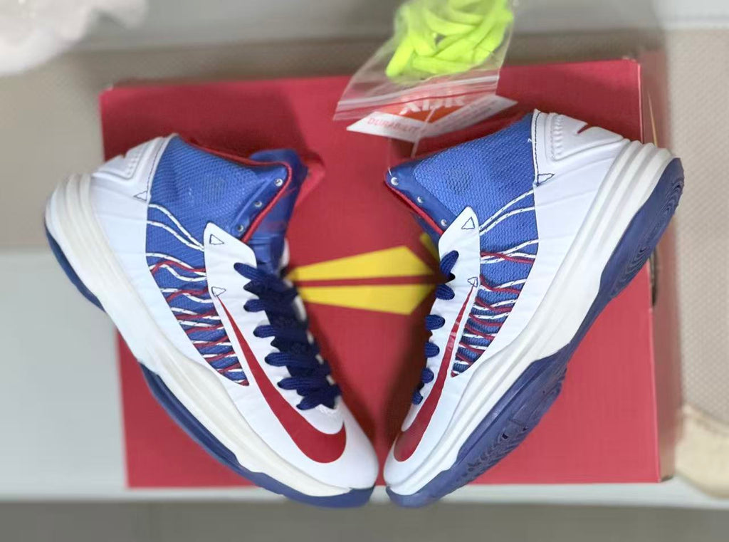Nike HD2012 Kids High-Top Basketball Shoes White Blue Red