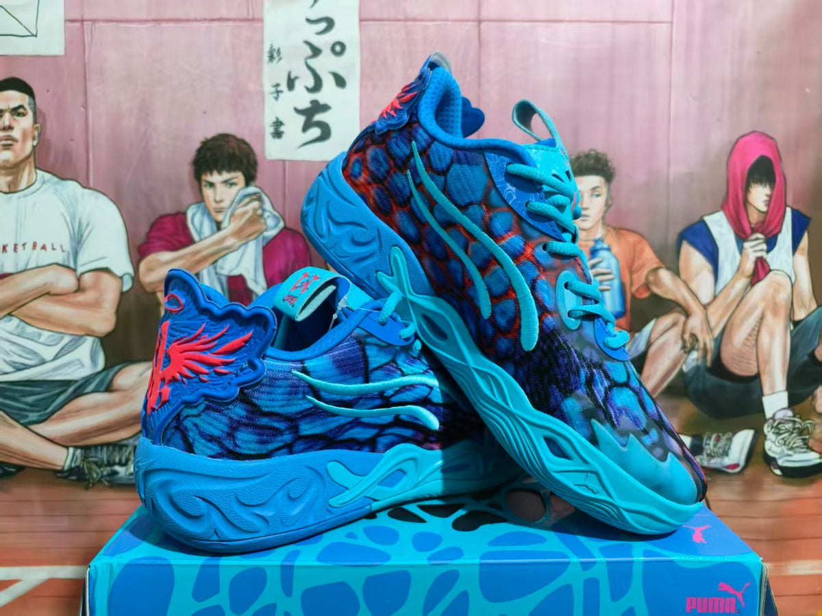 Puma Blue and Red Basketball Sneakers