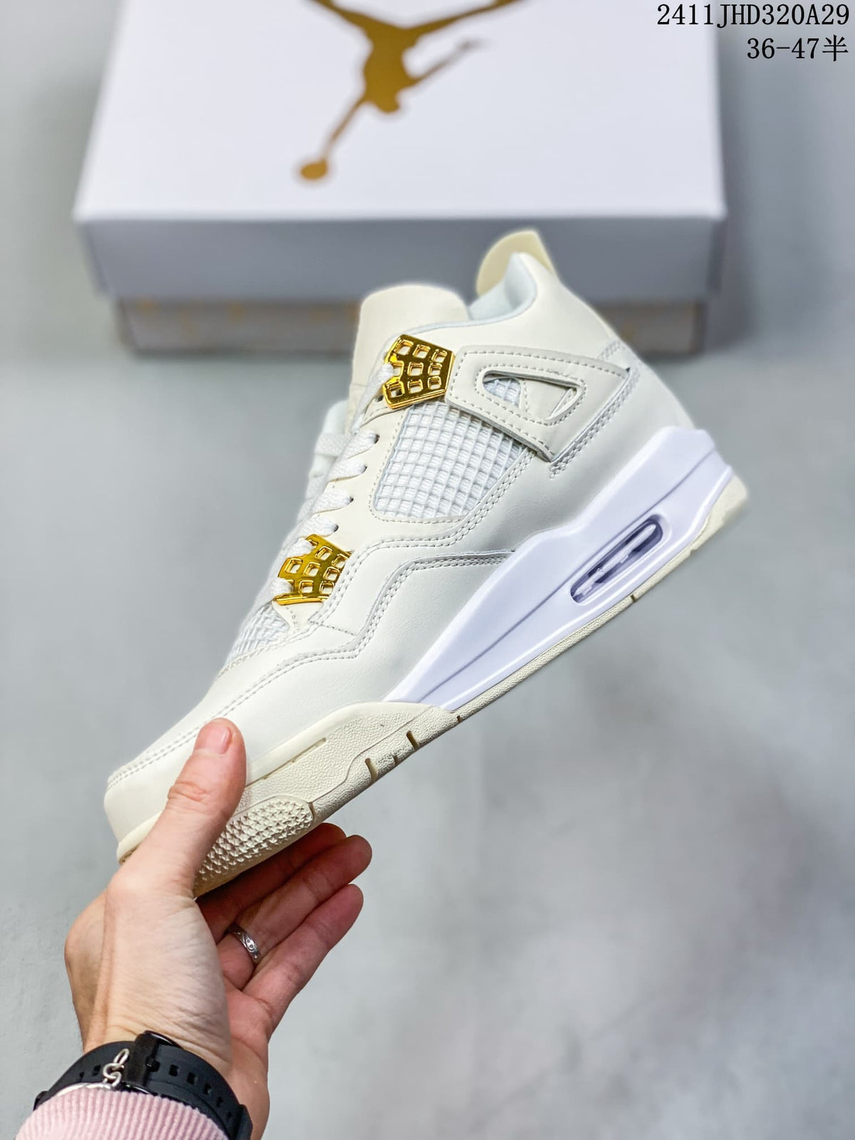 Nike Air Jordan 4 Retro White Gold Sneakers 2411JHD320A29