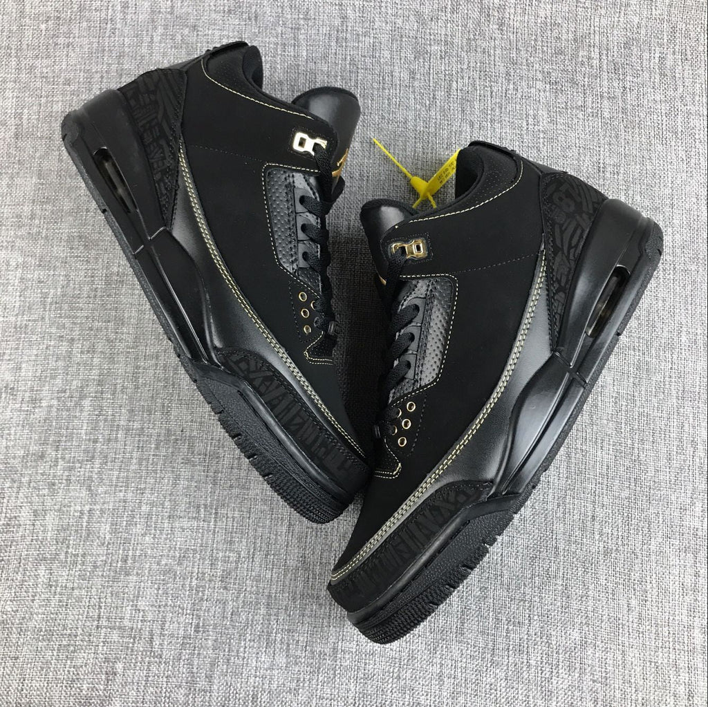 Jordan Air Jordan 3 BHM Black and Metallic Gold Sneakers